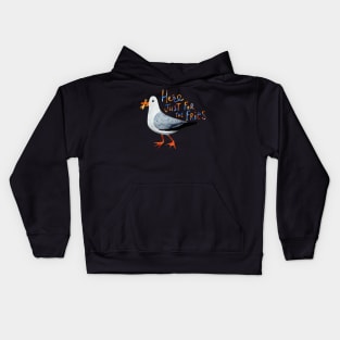 Funny Seagull with French Fries Kids Hoodie